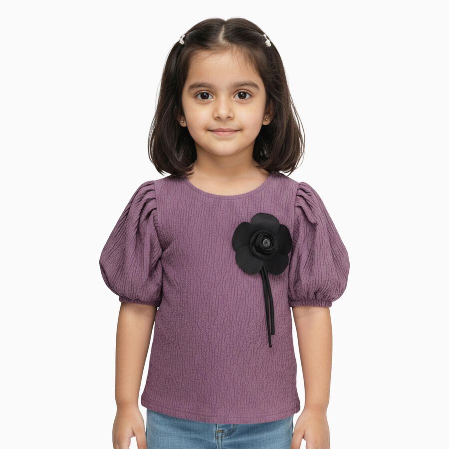 Girls' T-Shirt, बैंगनी, large image number null