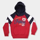 Boys Rich Maroon Hoodie Neck Graphic Sweatshirt, मरून, small image number null