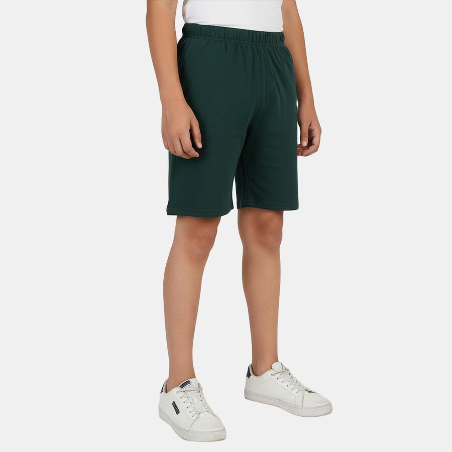 Boys' Dark Green Regular Fit Elastic Waist Bermuda Shorts, Dark Green, large