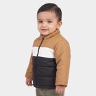 Infants Beige Stand Collar Puffer Jacket, गहरा पीला, small