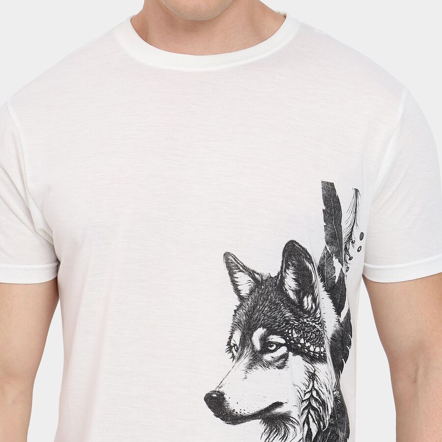 Men's Round Neck Half Sleeves T-Shirt, White, large image number null