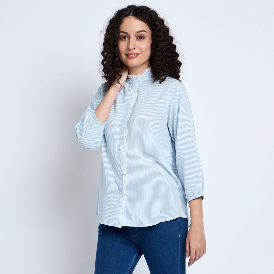 Ladies'  Stripes Shirt, Light Blue, large image number null