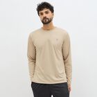 Men's Light Beige Crew Neck Casual T-Shirt, Beige, small image number null