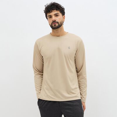 Men's Light Beige Crew Neck Casual T-Shirt