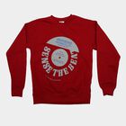 Boys' Maroon Crew Neck Graphic Print Sweatshirt, Maroon, small