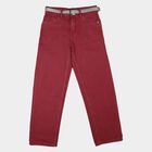 Girls Pink Straight Fit Solid Jeans, Pink, small