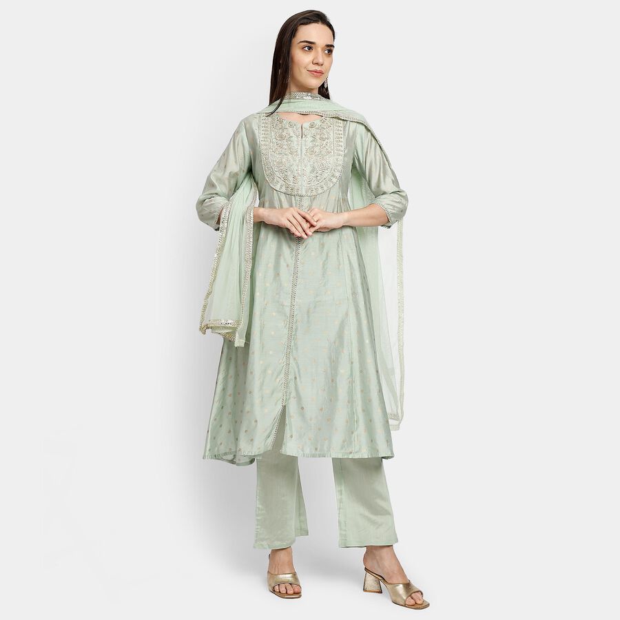 Ladies' Kurta Pyjama Set with Dupatta, Light Green, large image number null