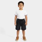 Boys Black Cotton Cargo Style Bermuda Shorts, Black, small