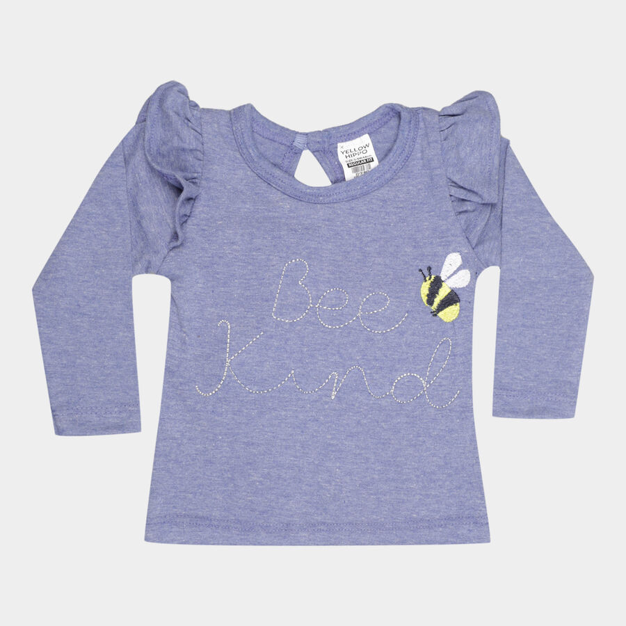 Infants Cotton T-Shirt, Melange Blue, large image number null