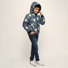 Boys Navy Hooded Casual Jacket, Light Blue, small image number null