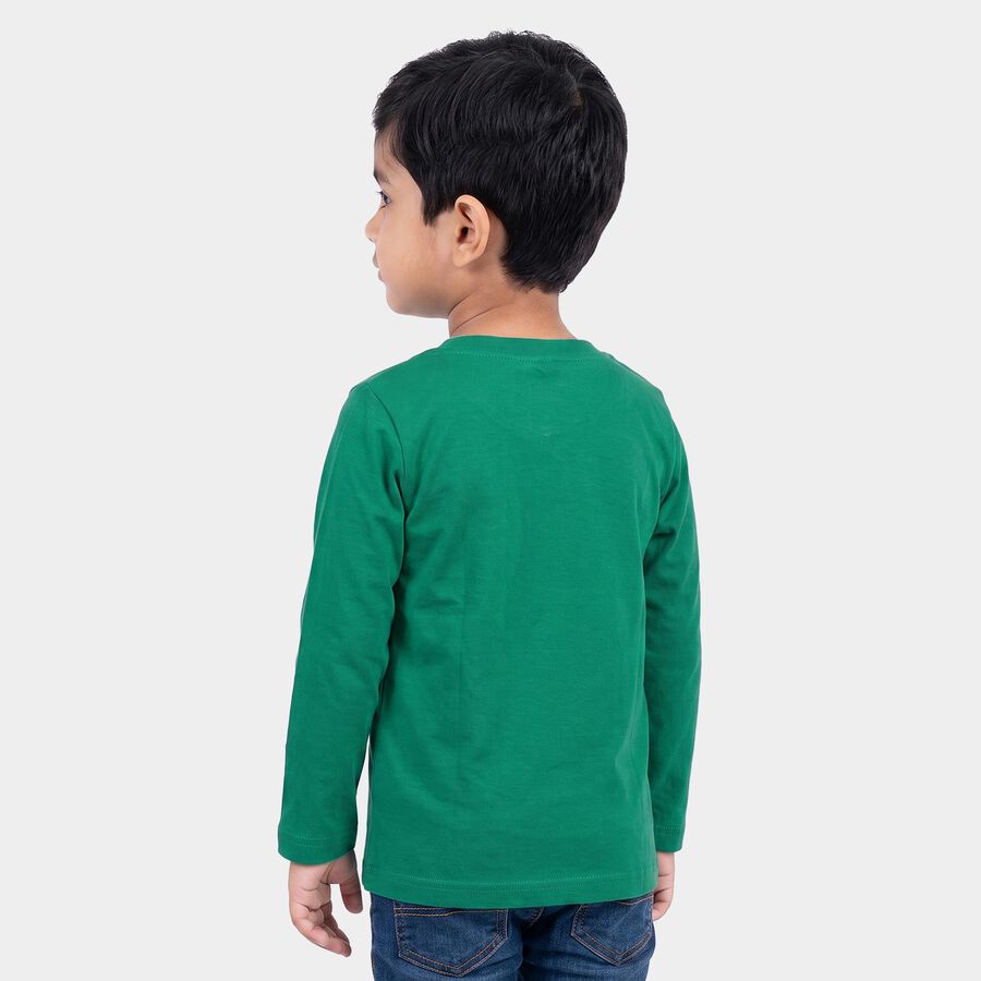 Boys Green Crew Neck Regular Boys T-Shirt, Dark Green, large