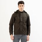 Men's Dark Olive Hooded Casual Jacket, Dark Green, small image number null