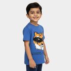 Boys Bright Royal Blue Cotton Crew Neck Casual T-Shirt, Mid Blue, small