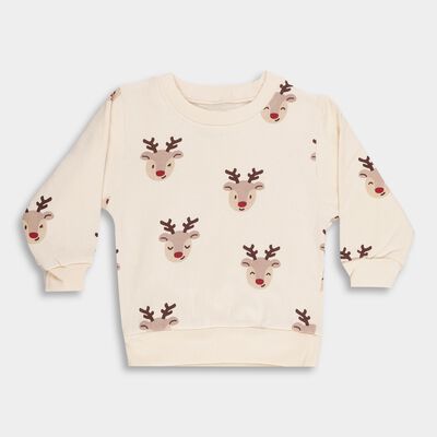 Infants' Light Beige Cotton Crew Neck Graphic Sweatshirt