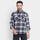 Men's 100% Cotton Casual Shirt, Dark Blue, small image number null