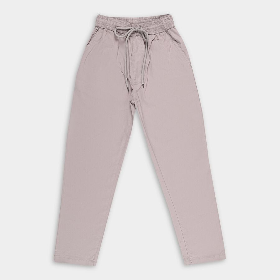 Boys Light Dusty Lavender Regular Fit Drawstring Trousers, Light Grey, large image number null