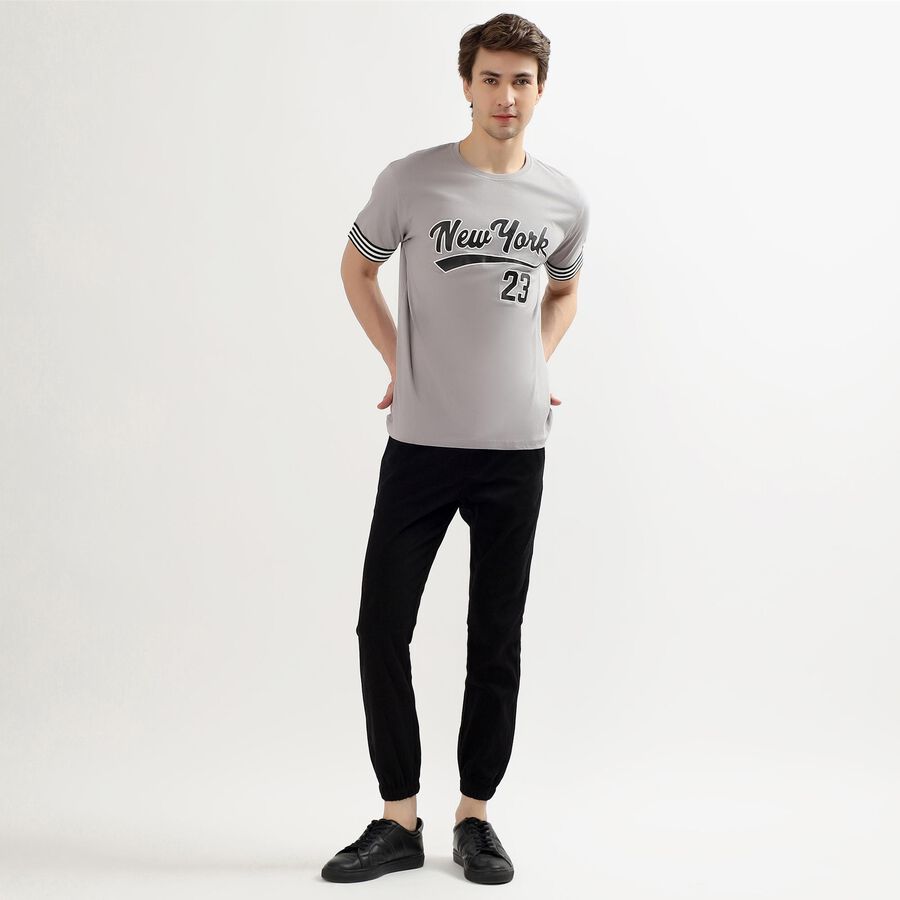 Unisex Jet Black Slim Fit Jogger Trousers, Black, large image number null