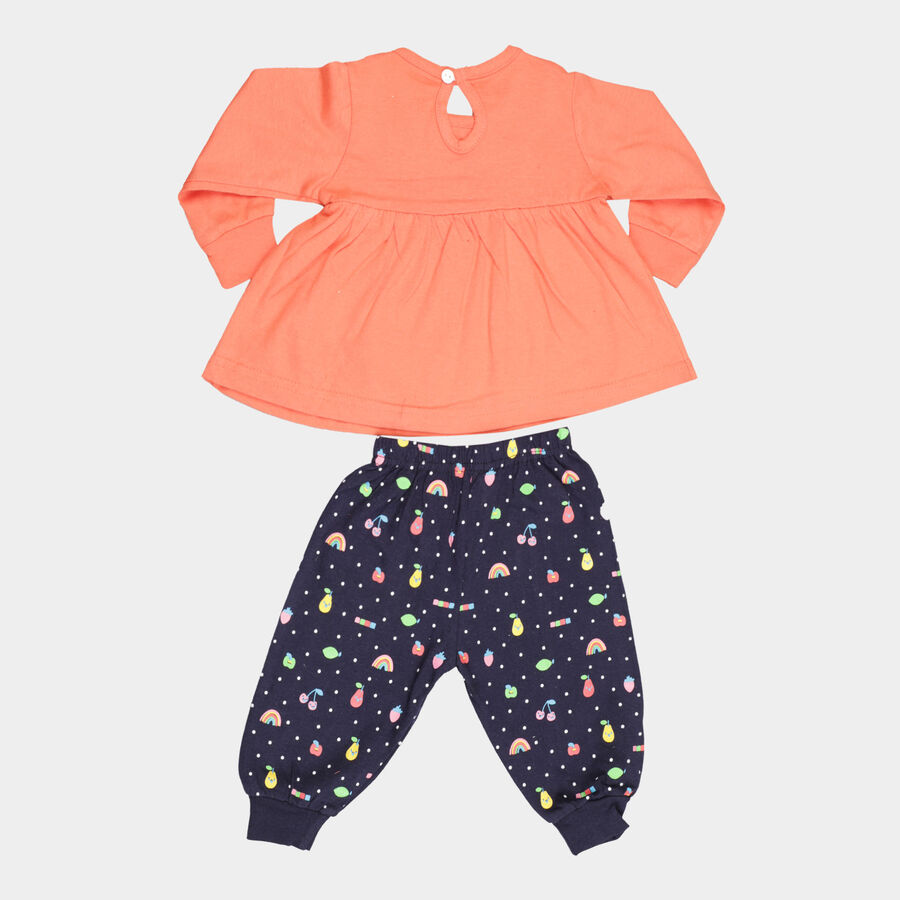 Infants Cotton Round Neck Hipster Set, Coral, large image number null