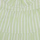 Infants' Green Striped Tiered Sleeveless Cotton Frock, Light Green, small