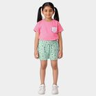 Girls' Mint Green Regular Fit Floral Printed Bloomer, Light Green, small