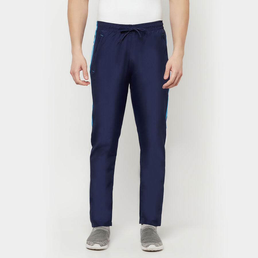 Cut & Sew Regular Track Pants, Navy Blue, large image number null