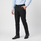 Men's Navy Blue Slim Fit Flat-Front Trousers, Navy Blue, small