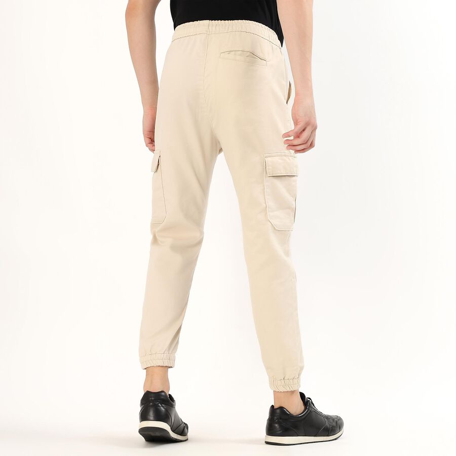 Men's Warm Beige Tapered Fit Cargo Track Pants, गहरा पीला, large image number null