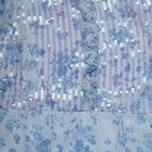 Girls' Blue Round Neck Sleeveless Tiered Dress, Mid Blue, small