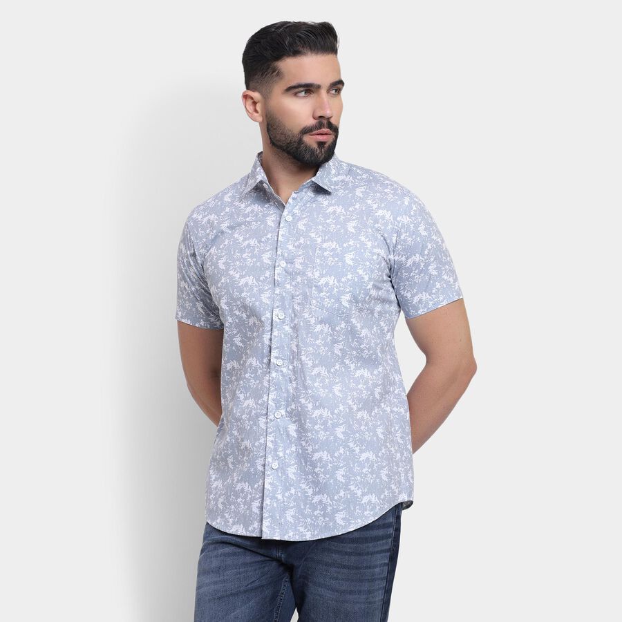 Men's 100% Cotton Casual Shirt, Light Grey, large