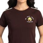 Women Wine Cotton Blend Round Neck Regular T-Shirt, वाइन, small