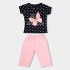 Girls' 100% Cotton Capri Set, Navy Blue, small image number null