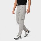 Men's Grey Regular Fit Cargo Track Pants, हल्का ग्रे, small