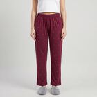 Women's Maroon Straight Fit Heart Printed Lounge Pyjama, वाइन, small
