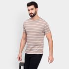 Men's Round Neck Half Sleeves T-Shirt, Beige, small image number null