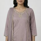 Women's Light Grey Round Neck Straight Kurta, Light Grey, small