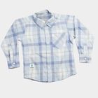 Boys' Light Mid Blue Checked Casual Shirt, Mid Blue, small