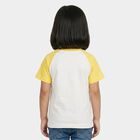 Girls Yellow Cotton Round Neck Casual T-Shirt, पीला, small