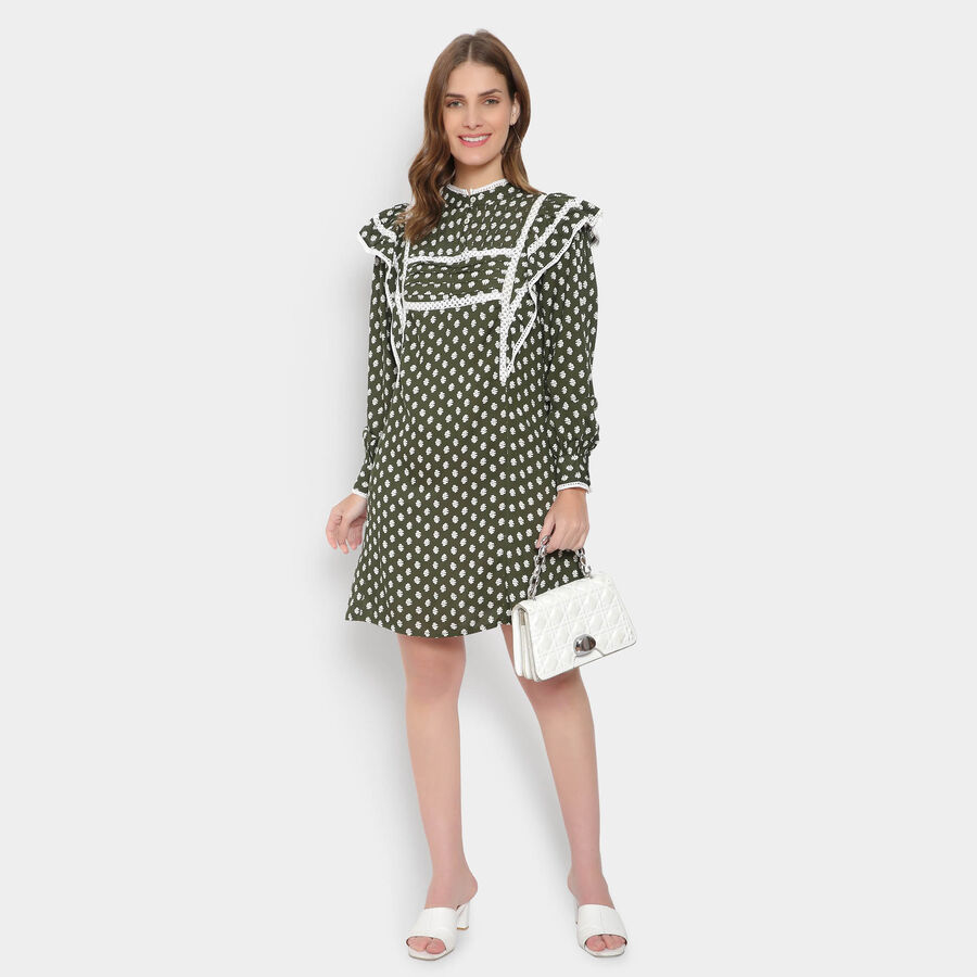 All Over Print A Line Women, Olive, large image number null