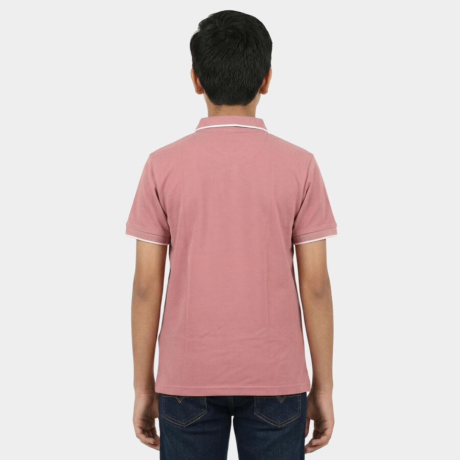 Boys Pink Pique Round Neck Casual Boys T-Shirt, गुलाबी, large