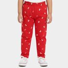 Girls' Fuchsia Regular Fit Butterfly Printed Pyjama, रानी (फ्यूशिया), small