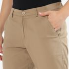 Men's Muted Beige Slim Fit Flat-Front Casual Trousers, Beige, small