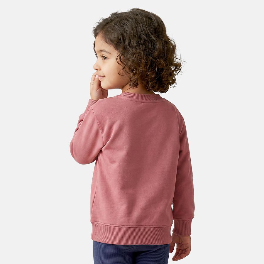 Girls' Pink Crew Neck Printed Sweatshirt, हल्का गुलाबी, large