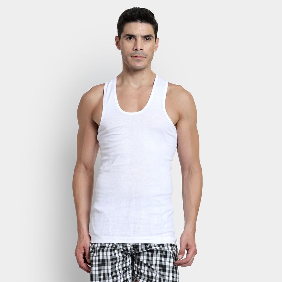 Men's 100% Cotton Vest, White, large image number null