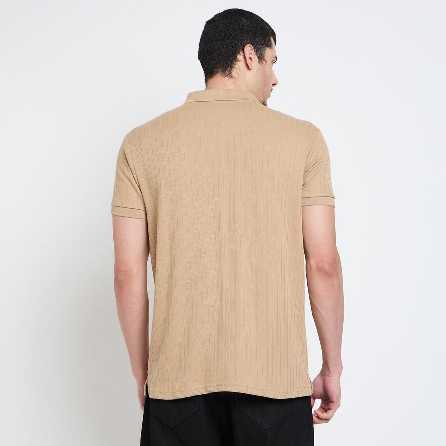 Men's Collared Half Sleeves T-Shirt, Beige, large image number null