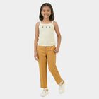Girls White Round Neck Minimalist T-Shirt, White, small