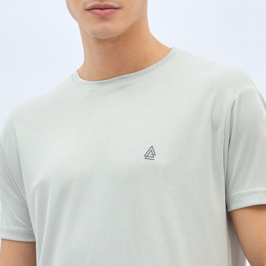 Men's Light Grey Round Neck Athleisure T-Shirt, हल्का ग्रे, large image number null