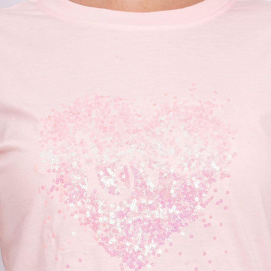 Ladies' Round Neck T-Shirt, हल्का गुलाबी, large image number null