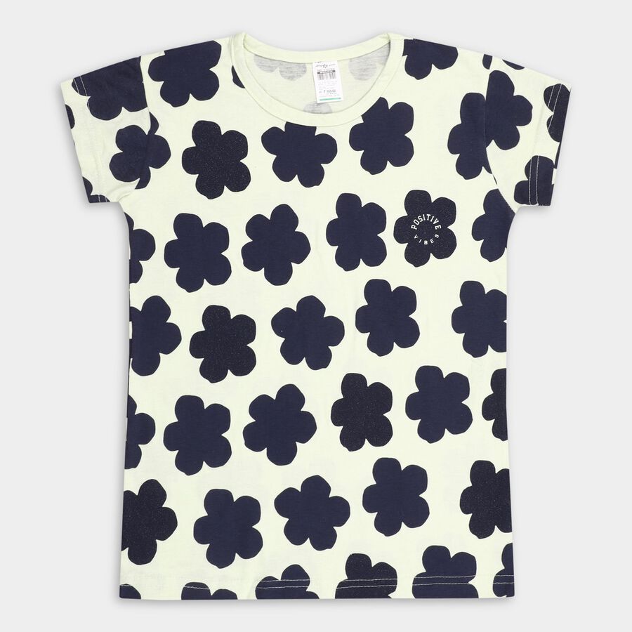 Girl's Cotton T-Shirt, Light Green, large image number null