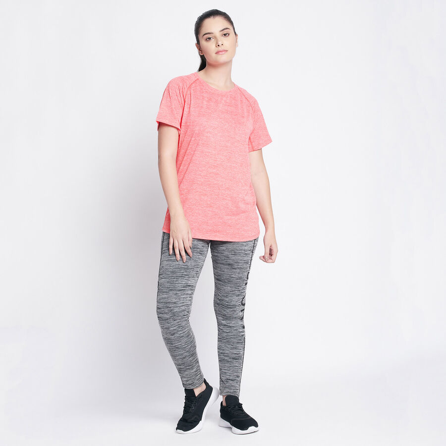 Cut & Sew Round Neck T-Shirt, Pink, large image number null