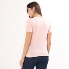 Women's Light Pink Round Neck Casual T-Shirt, हल्का गुलाबी, small